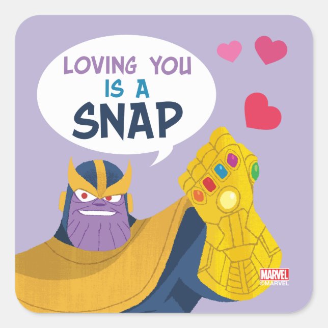 Avengers Valentine's Day | Thanos Snap Square Sticker (Front)