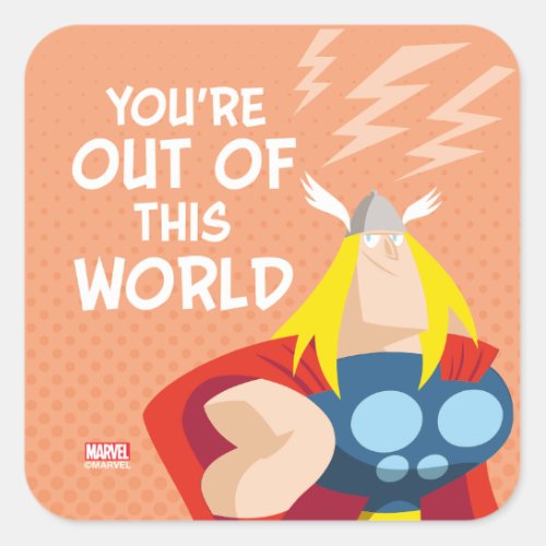 Avengers Valentines Day  Thor Out of This World Square Sticker