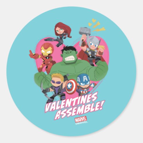 Avengers Valentines Day  Valentines Assemble Classic Round Sticker