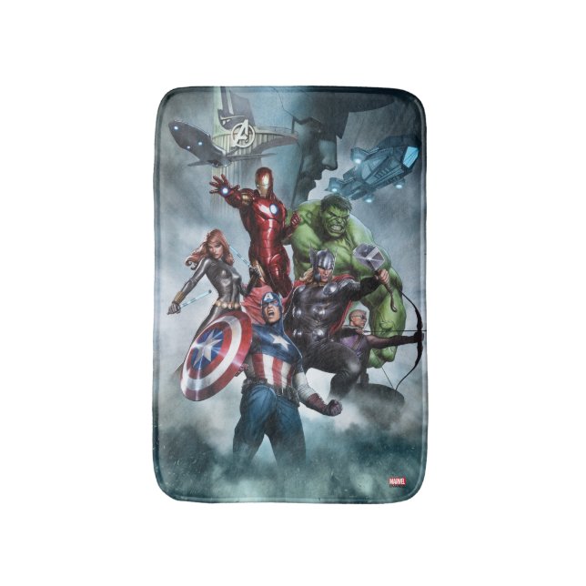 Avengers Versus Loki Drawing Bathroom Mat (Front Vertical)