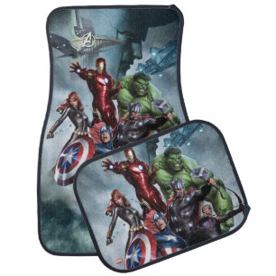 Avengers Versus Loki Drawing Car Floor Mat