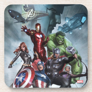 Avengers Versus Loki Drawing Drink Coaster