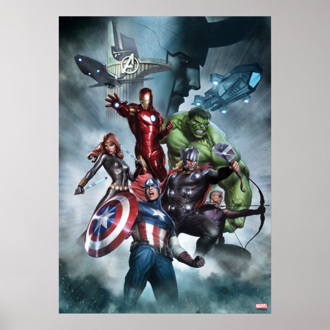Avengers Versus Loki Drawing Poster (Front)