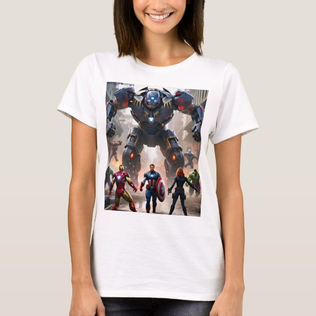 Avengers vs. Robots: Epic Showdown T-Shirt (Front)