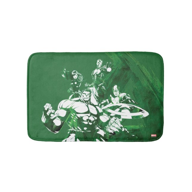 Avengers Watercolor Graphic Bathroom Mat (Front)