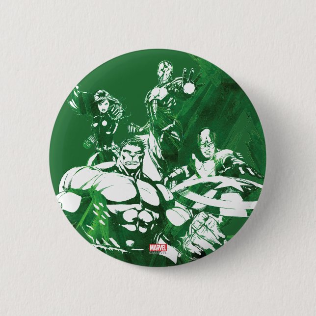 Avengers Watercolor Graphic Button (Front)