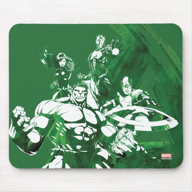 Avengers Watercolor Graphic Mouse Pad (Front)