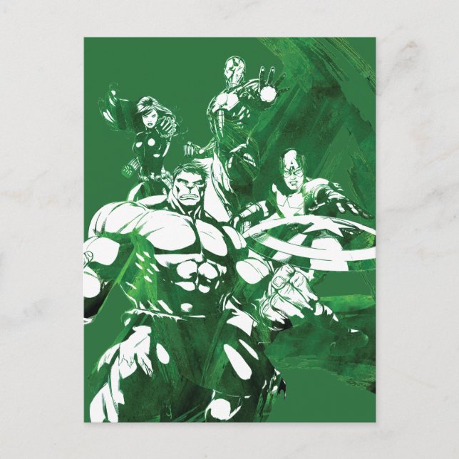 Avengers Watercolor Graphic Postcard (Front)