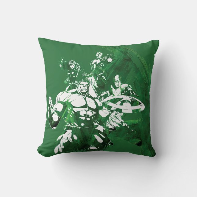 Avengers Watercolor Graphic Throw Pillow (Front)