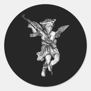 Avenging Angel Sinner Chicano Tattoo Classic Round Sticker