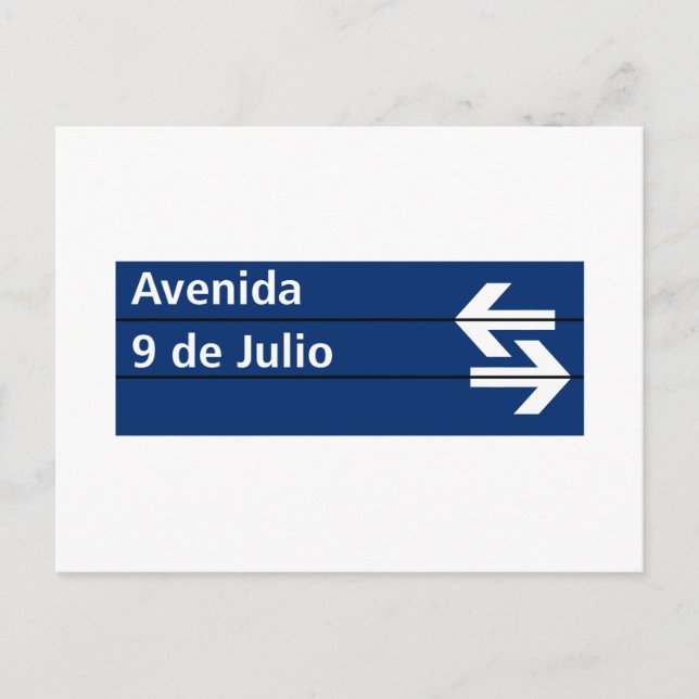 Avenida 9 de Julio, Buenos Aires Street Sign Postcard (Front)