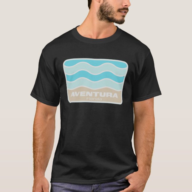 Aventura Florida Retro FL Waves Beach Souvenir T-Shirt (Front)