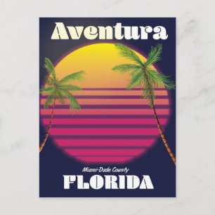 Aventura Florida USA 80s travel poster Postcard