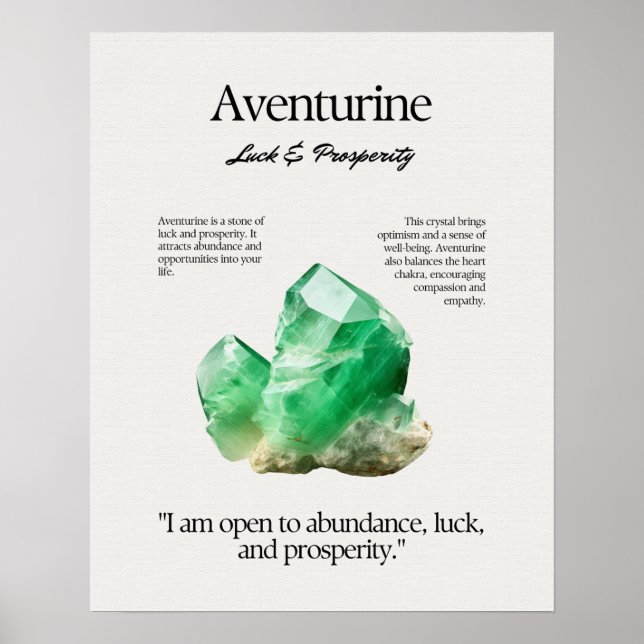 Aventurine Gem Crystal Meaning Card Poster (Front)