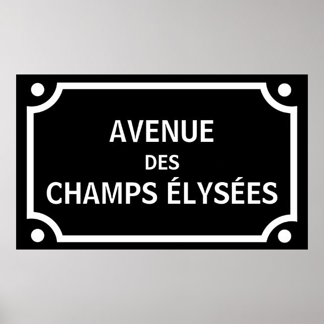 Avenue des Champs Elysees, Paris Street Sign (Front)