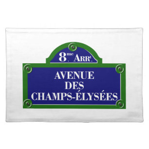 Avenue des Champs-Elysees, Paris Street Sign Placemat