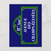 PARIS street sign avenue des champs Elysées Greeting Card by