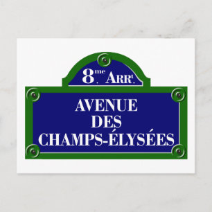 Avenue des Champs-Elysees, Paris Street Sign Postcard
