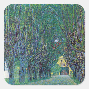 Avenue In Schloss Kammer Park by Gustav Klimt Square Sticker