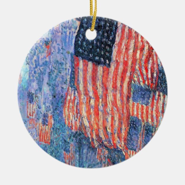 Avenue in the Rain by Frederick Childe Hassam Ceramic Ornament (Front)