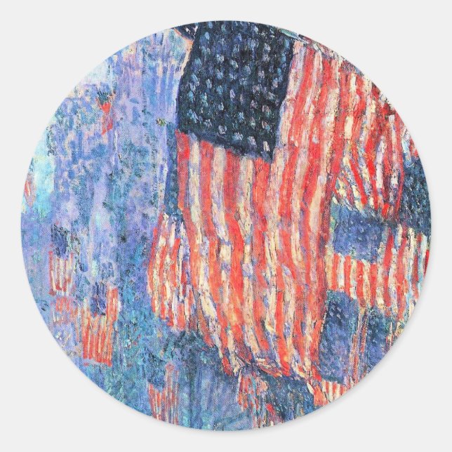 Avenue in the Rain by Frederick Childe Hassam Classic Round Sticker (Front)