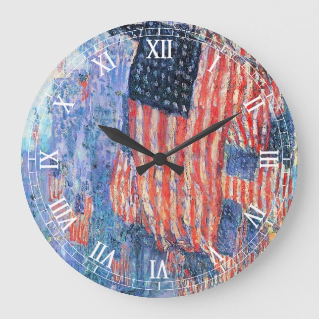 Avenue in the Rain by Frederick Childe Hassam Large Clock (Front)