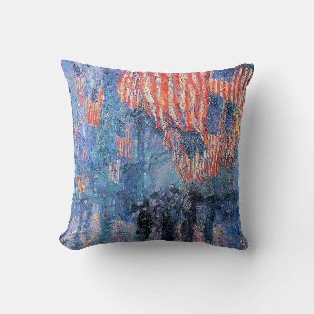Avenue in the Rain by Frederick Childe Hassam Throw Pillow (Front)