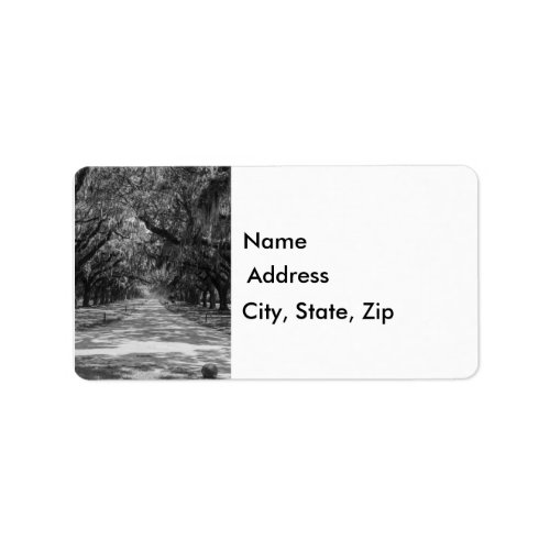 Avenue Of Oaks Grayscale Label