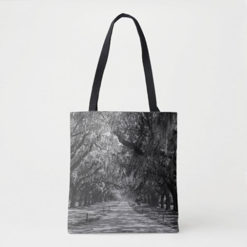 Avenue Of Oaks Grayscale Tote Bag