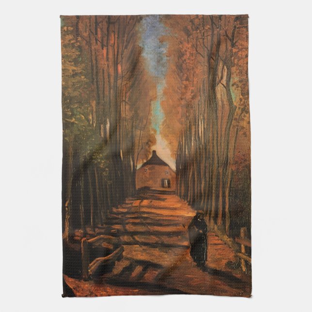Avenue of Poplars in Autumn by Vincent van Gogh Kitchen Towel (Vertical)