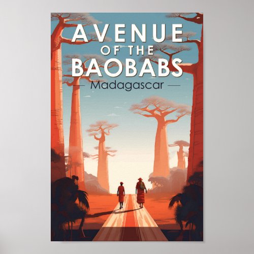 Avenue of the Baobabs Madagascar Art Vintage Poster