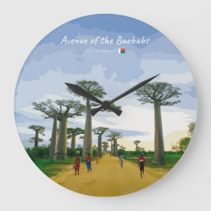 Avenue of the Baobabs, Madagascar - Landscape Large Clock