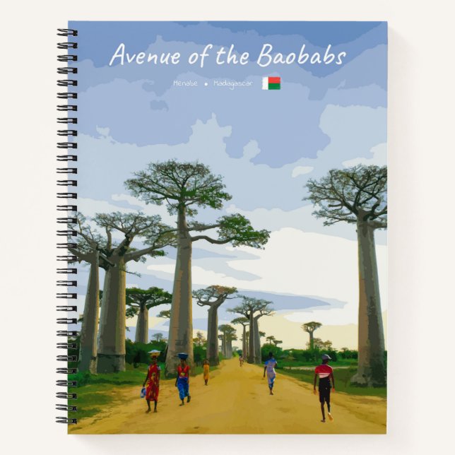 Avenue of the Baobabs, Madagascar - Landscape Spr Notebook (Front)