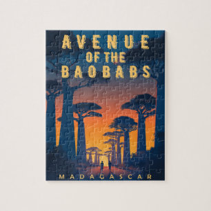 Avenue of the Baobabs Madagascar - Retro African Jigsaw Puzzle
