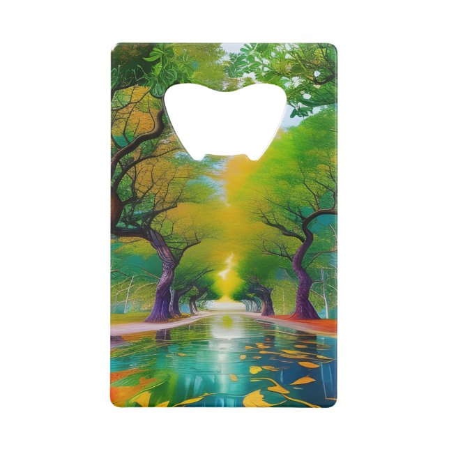 Avenue of Trees autumn leaves Credit Card Bottle Opener (Front)