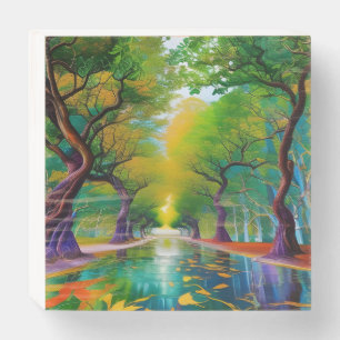 Avenue of Trees autumn leaves Wooden Box Sign