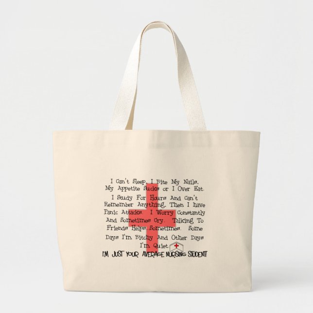 Average Nursing Student Funny Gifts Large Tote Bag (Front)
