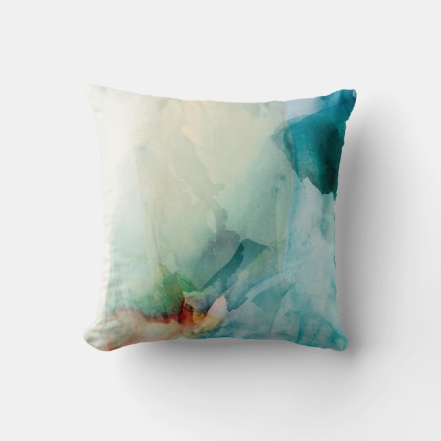 Aversion - Blue Watercolor Throw Pillow (Front)