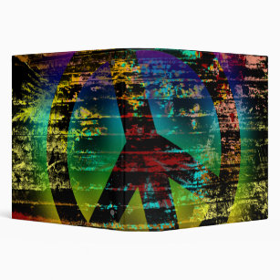 Avery Binder, Abstract Rainbow Peace Grunge Binder
