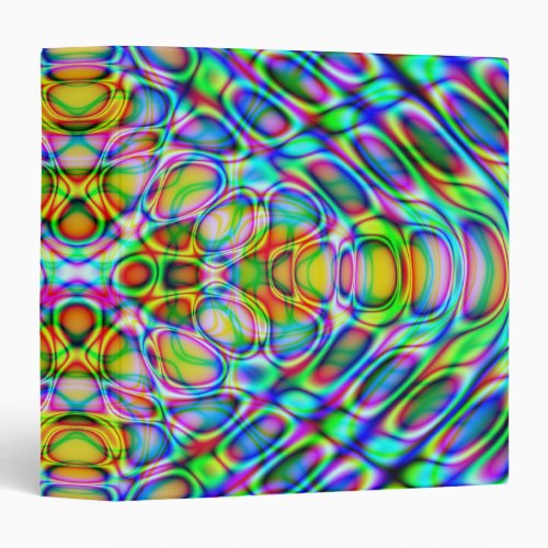 Avery Binder Abstract Trippy Psychedelic Aqua Gold