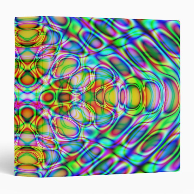 Avery Binder Abstract Trippy Psychedelic Aqua Gold (Front/Spine)