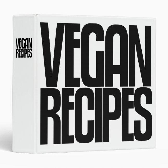 Avery Binder, Tall Skinny Text, Vegan Recipes Binder (Front/Spine)