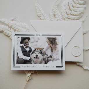 AVERY Black White Framed Couples Photo Christmas Holiday Card