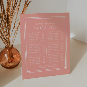 AVERY Blush Peach Business Services Price List Pedestal Sign