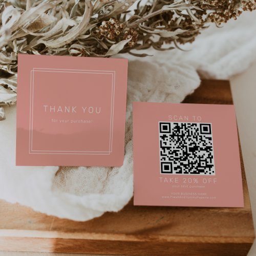AVERY Blush Peach Coral Business QR Code Thank You Discount Card