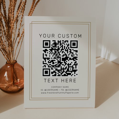 AVERY Chic Gold and Black Business Custom QR Code Pedestal Sign