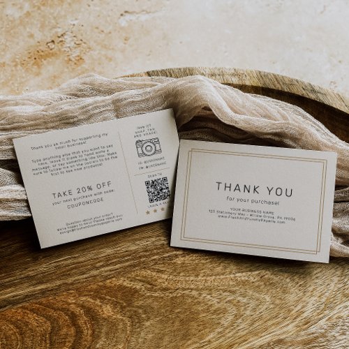 AVERY Chic Gold and Black Business Thank You Order Enclosure Card