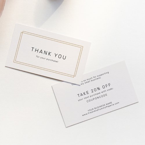 AVERY Chic Gold Black and Cream Business Thank You Discount Card