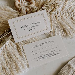 AVERY Chic Gold Black and Cream Refer A Friend Referral Card