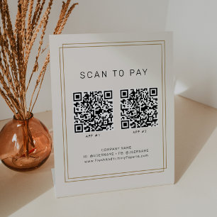 AVERY Chic Gold Black Business 2 Apps Scan To Pay Pedestal Sign
